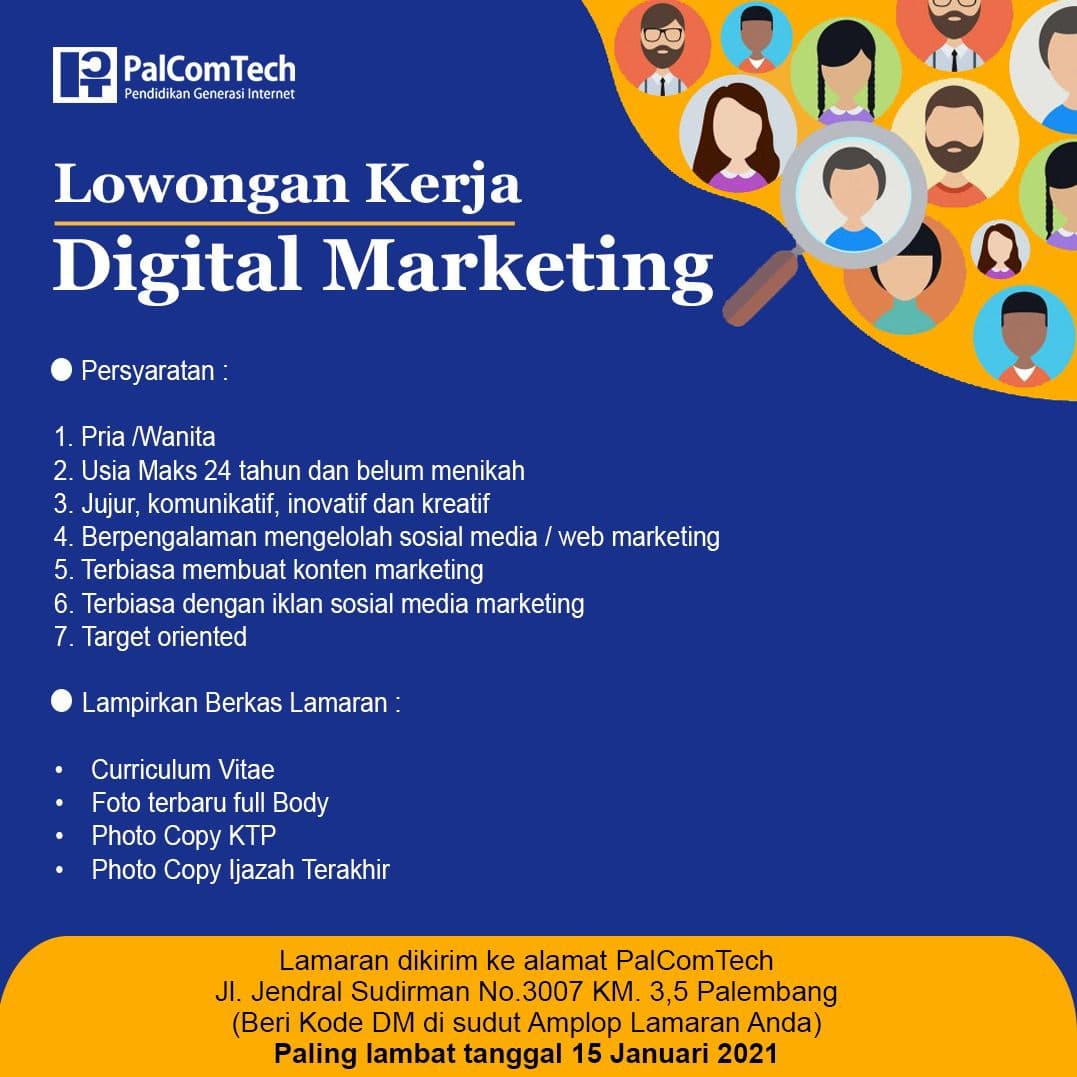 Lowongan Kerja LKP PalComTech Palembang - Posisi : Digital Marketing